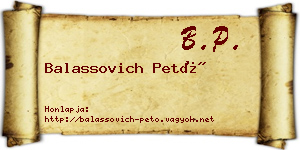 Balassovich Pető névjegykártya